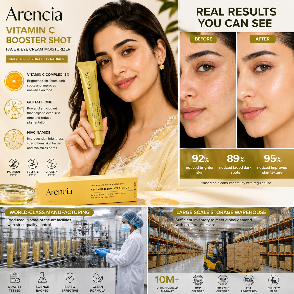 Arencia Vitamin C Booster Shot || Face & Eye Cream Moisturizer